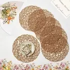 Brown Round Placemats Set of 6 for Dining Table, 15 Inch Paper Woven Boho Dec...