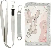 [Yoogain] Light Red Rabbits Cute Cartoon credit card wallet for male minimalistic slim wallet for men with lanyard, light red rabbits cute cartoon, 1 size, Fashion