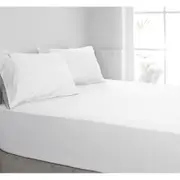 Algodon Single Bed Combo Fitted Sheet Set w/ Pillowcase 300TC Cotton White