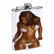 Belize Pin Up Girls D2 Flask 8oz Stainless Steel Hip Drinking Whiskey