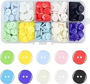 500pcs Colourful Buttons, 2 Hole 10MM Round Resin Button Large Sewing Buttons Craft Buttons with Plastic Storage Box Buttons for Crafting, Clothes Sewing (10MM)