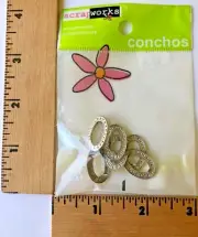 Scrap Works Embellishments - 6 Silver Oval Conchos Hugs CO104 - NEW