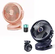 10000 Clip on Fan, Small Desk Stroller Fan Battery Operated with Rechargeable USB & Clip,4 Speed Rotation Portable Quiet USB Fan for Traveling
