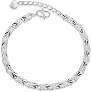 [Tbkoly] Fashion Silver Sterling Cuff Bangle Chain Bracelets,Women 925 Sterling Silver Bracelet Exquisite Carve Flower Vine Bracelet Sterling Silver Jewellery Gifts