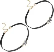 [WESIEVYA] Stylish 2pcs Matching Necklace Set Choker Jewelry for Women Diamond Pendant