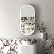 900*450mm Noosa Natural Oak/Black Oak/Matte White Oval Shape LED Chaving Cabinet