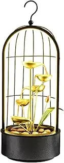 Tabletop Fountains Tabletop Fountain, Water Fall Indoors, Fountain Desktop 5-Tier Indoor Relaxation Fountains Waterfall, Black Birdcage Decoration Design Fountain Waterfall for Indoor Spaces Indoor Wa