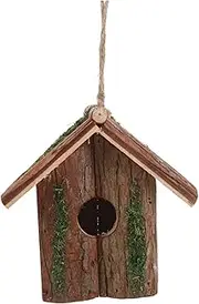 BESPORTBLE Rustic Wooden Bird House Wood Cottage Hanging Bird Nesting Box Outdoor Garden Patio Decoration for Wild Bird Viewing