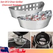 Set Of 2 - Portable Char-Griller Charcoal Steel Baskets For Kettle BBQ Tools New