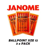 Janome Ballpoint Needles Size 12 for Overlocking & Stretch - 3 Pack | 644D 544D