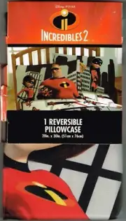 Disney Pixar Incredibles 2 Reversible Pillowcase 20X30 Ages 3+ Jack Vilot Parr