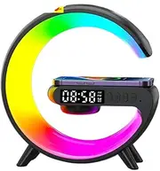 Wireless Charger Pad Stand Speaker TF Card RGB Night Light Lamp Alarm Clock Fast Charging Station Dock for iPhone Samsung Xiaomi NO Battery B