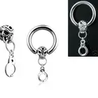 Pair 14g 1/2" Skull & Cuff Dangle Captive Rings, Nipple Rings, Belly Rings
