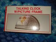 Desk Mantel Shelf 7.25" x 4" Quartz Gray Talking Clock with Picture Frame NIB