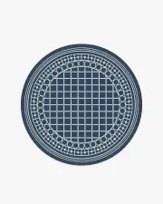 185' Round | Machine Washable Runner Rug | Kid & Pet Friendly | Indoor Rug | Palm Beach Navy Rug by Gray Malin | Ruggable
