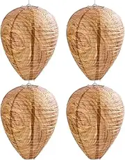 htiepf 4 Pack Wasp Nest Decoy Outdoor Hanging Fake Bees Hornet Nest Traps Yellow Jacket (Brown)