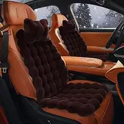 ele ELEOPTION Fluffy Fuzzy Car Seat Cover Soft Cozy Fur Universal Seat Cushion Front Seat Covers Accessories Automobiles Winter Warm Carseat Protector(Coffee,6pcs)