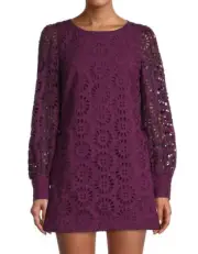 Lilly Pulitzer Aisha Romper Eyelet Cotton Cherry Ganache Long Sleeve 00;NWT$238