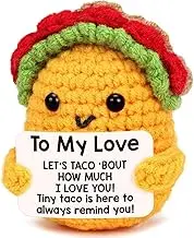 Emotional Inspirational Support Taco Funny Positive Taco Gifts Small Handmade Crochet Taco for Boyfirnd Girlfriend I Love You Gifts Cute Stuff Motivational Taco Decor, QMilch yarn- gifts for boyfriend