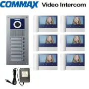Commax 6-Apartment Building Video Intercom Set w/7" Video Monitors