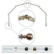 Dipper 13/16" 6-Sided Bay Window Curtain Rod 28-48 inch (each side) - 4 colors