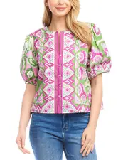 Karen Kane Puff Sleeve Button Front Top