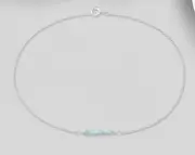 925 Sterling Silver Amazonite Beads Chain Anklet 25cm