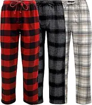 [ANDREW SCOTT] Men's 3 Pack Cotton Flannel Fleece Brush Pajama Sleep & Lounge Pants