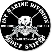 1st Marine Scout Sniper One Shot One Kill Sticker (Officially Licensed by The U.S. Marine Corps (3 inch)