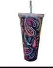 NEW Vera Bradley 24 Oz Travel Double Wall Tumbler Straw