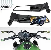 CABORIALLAN Motorcycle Rear View Mirrors, Adjustable 360° Rotating Stealth Wind Wing Side Mirrors Compatible with Kawasaki Z400 Z650 Z1000 Duke 125 200 250 390 690 790 1290 etc (8mm, 10mm)