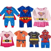 3-24 Months Baby Superhero Romper Short/long Sleeve Jumpsuit Costume-i Superman D 6-12 Months