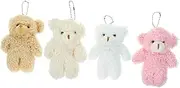 Abaodam 4pcs Mini Plush Bear Keychain Pendants Soft Stuffed Animal Charms for Car Keychains Decorative Cute Bear Accessories Pure