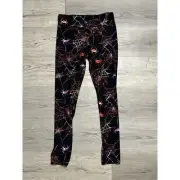 NOBO Juniors High Waisted Spider Webs Halloween Sueded Leggings Medium 7-9