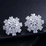 [Generic] cubic zirconia jewelry rose color large sparkling snowflake big zircon crystal earrings for girls