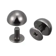 10x6mm Screw Back Rivets Solid Round Head Leather Studs Black 8 Sets