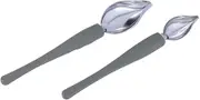 CONGARTENO 2 Pcs Piping Spoon Tweezers Beads Spoon Apron Double Sauces Rice Cooker Countertop Tamper Cookware Cups Risotto Micro Appetizer Rest for Stove Tongs Bowl Silver Silica Gel