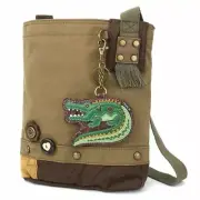 NEW Chala Patch Crossbody Olive Green Bag Canvas W/ Coin Purse ALLIGATOR gift
