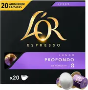 L'OR Espresso Coffee Lungo Profondo - Intensity 8 - 200 Aluminium Capsules Compatible with Nespresso Machines (10x20 Pods Pack)