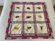 Handmade Patchwork Squares Appliqué Quilt Cotton Australia Animals 100cm x 100cm
