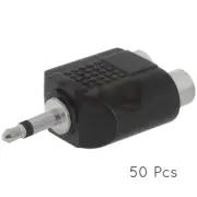 50x 3.5mm Mono Male to 2 RCA Female Jacks Adapter 2-Way Audio Converter Splitter