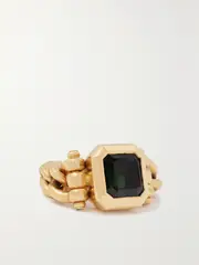 [MAOR] MAOR - Curb Chain 18-karat Gold Tourmaline Ring - 7 7 Gold