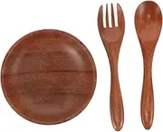 LAPYAPPE 1Set Wooden Salad Bowl Set Fruit Bowl with Spoon Fork for Serving Salads Noodles and More Smooth Edges Design for Home Kitchen Restaurant