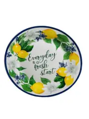 Royal Norfolk Lemon Floral Dinner Plate W/ Blue Rims, 8-in.