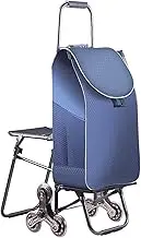 FSNEODYV Shopping Trolley， Heavy Duty Folding Shopping Cart for Seniors with Seat Waterproof Cover(Football Green)
