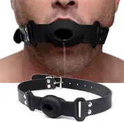 Silicone Ball Gag for Women Mouth Sex BDSM Starter Kit Male Bondage Open Mouth Gag Female Bed Restraint Kit Fetish Slave Sexy Toy for Couples (Black)