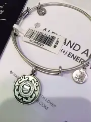 $32 Retired Authentic Alex and Ani U.S Coast Guard Russian Silver Charm Bangle