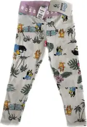 Bonds Bluey Size 2 Beach BNWT Stretchy Leggings White Bingo Pink Girl Boy