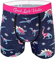 [Good Luck Sock] Good Luck Undies Men's Dinosaurs Wearing Christmas Sweaters Boxer Brief Underwear