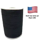 50 Yards 1/8” (3mm) Black Elastic Band For Masks Elastic Rope Band.